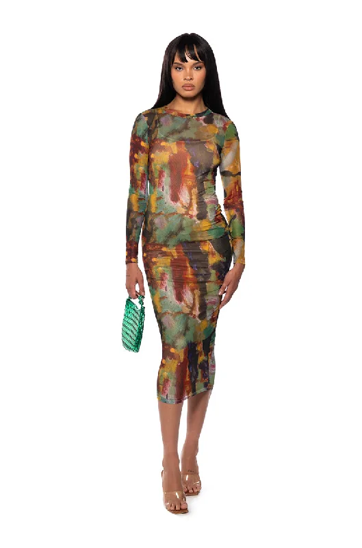 Bold and beautiful clothing for every woman   BLOOMING AT MY OWN PACE LONG SLEEVE MIDI DRESS