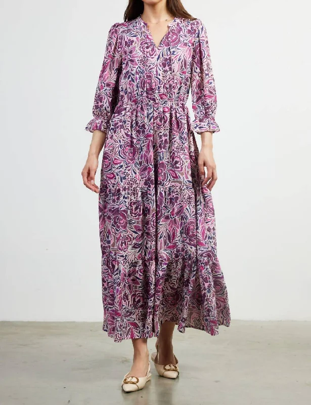 Look and feel your best in our women’s wear   Jacquard Floral Motif Maxi Dress In Plum Multi