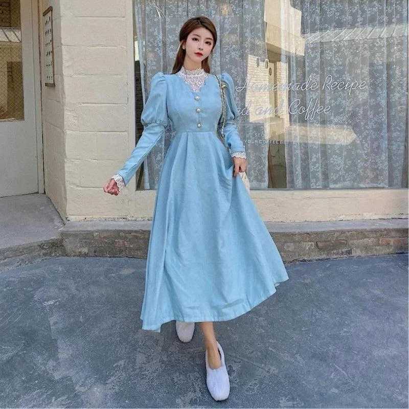Women’s clothing that combines comfort and style   Vintage Balloon Sleeve Maxi Dress