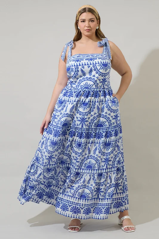 Trendy women’s clothing    Rivera Tropics Emely Tiered Maxi Dress Curve