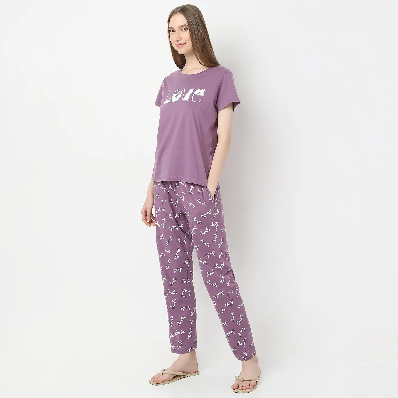Versatile outfits to transition from day to night   Printed Straight Selflove Short Sleeve Lounge T-Shirt