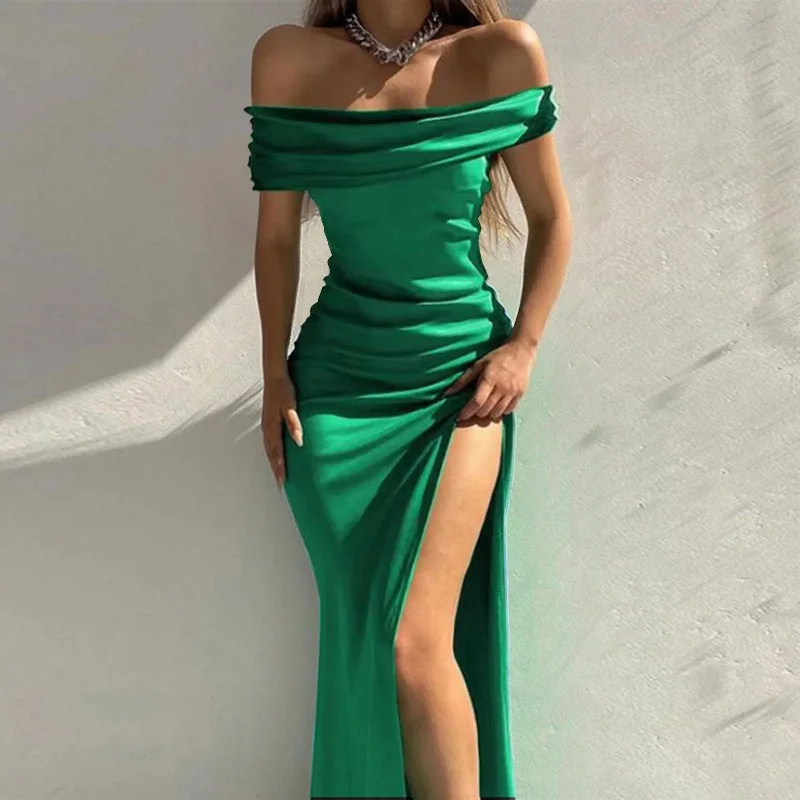 Sustainable fashion for stylish women   Mia Statement Satin Maxi Dress