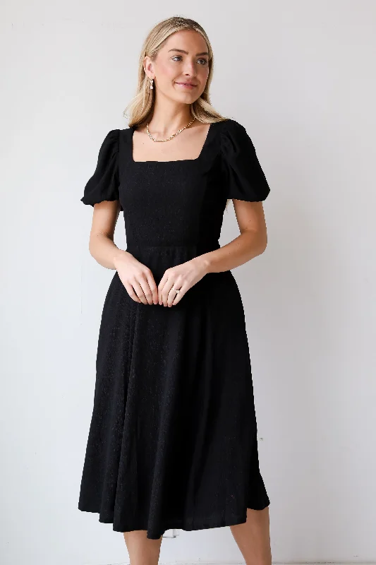 FINAL SALE - You're The One Black Midi Dress