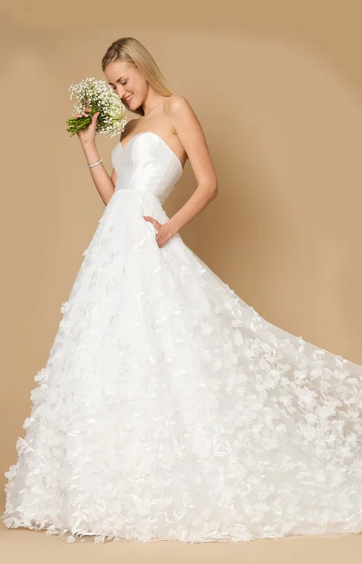 Fashionable clothing to fit every body type   Dylan & Davids Long Strapless Embroidery Wedding Dress