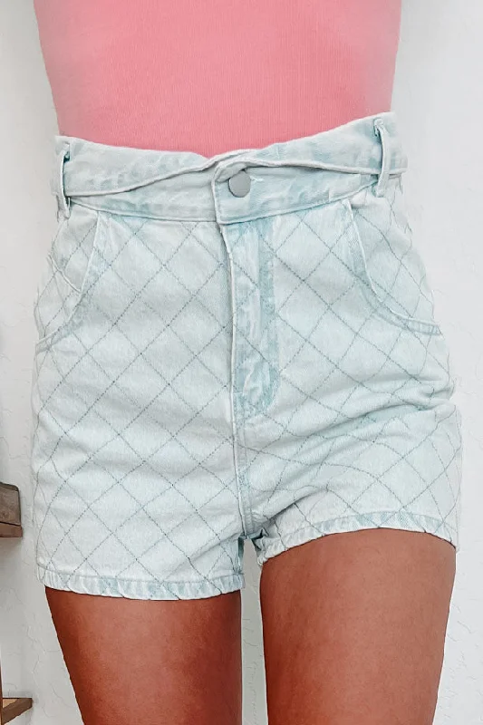 Elegant casual clothing for modern women   Want You Back Quilted Denim Shorts (Light)