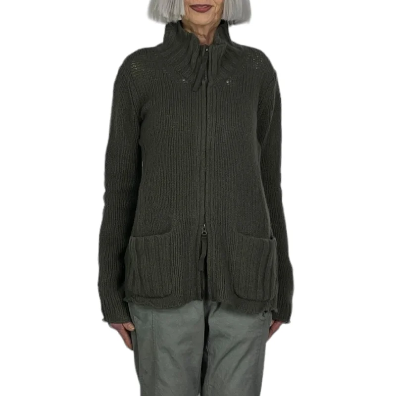 A perfect wardrobe for fashionable women   RIB NECK ZIP CARDIGAN