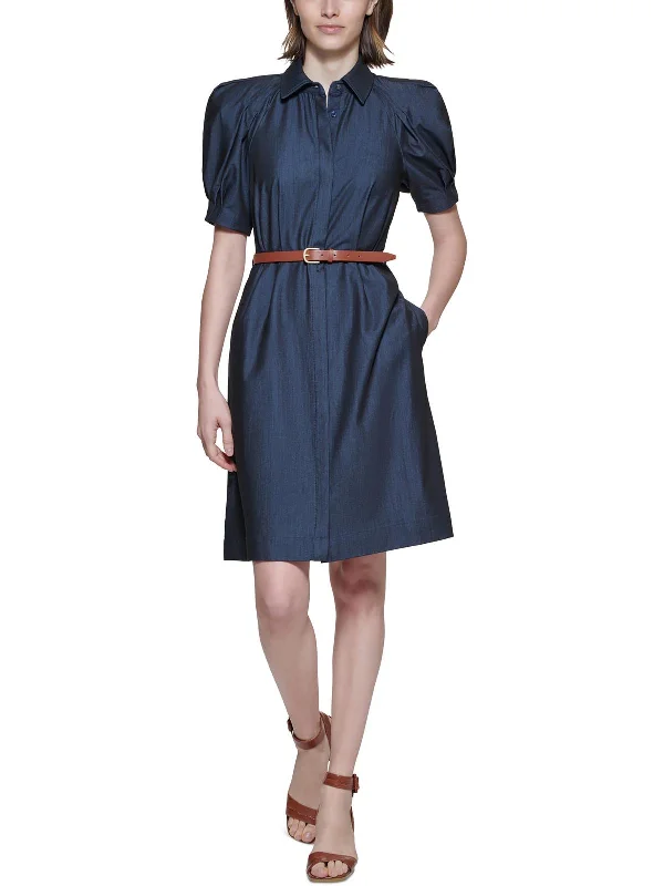 Effortlessly chic fashion for today’s woman   Womens Puff Sleeves Button Shirtdress
