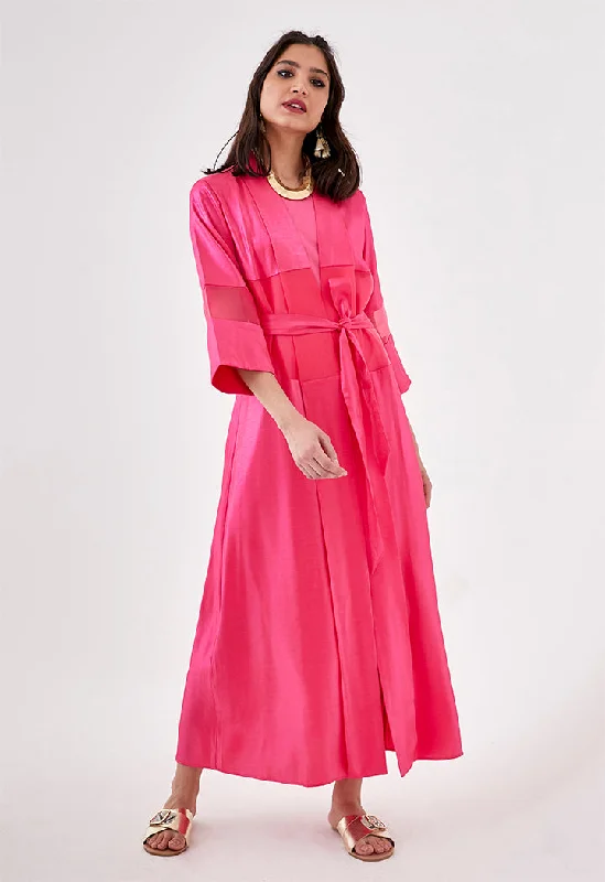 Bold and beautiful clothing for every woman   Sheer Trim Belted Maxi Kimono