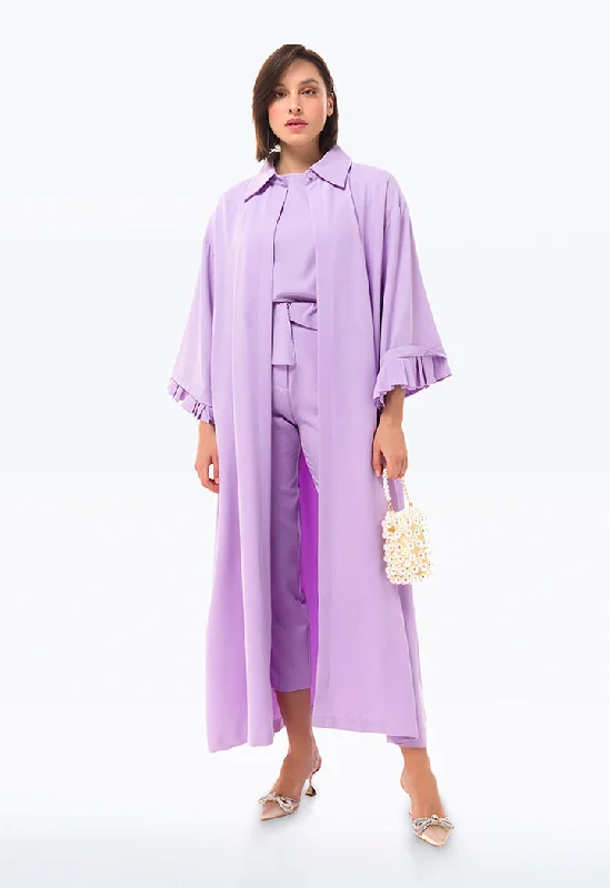 Chic, modern fashion for empowered women   Ruffled Sleeve Solid Maxi Abaya
