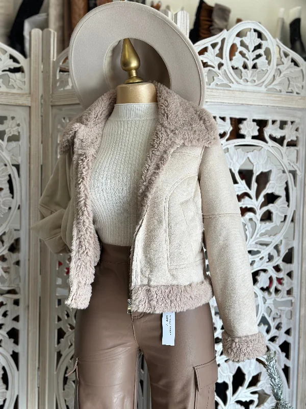 Stylish plus-size clothing for women   Sherpa Suede Jacket