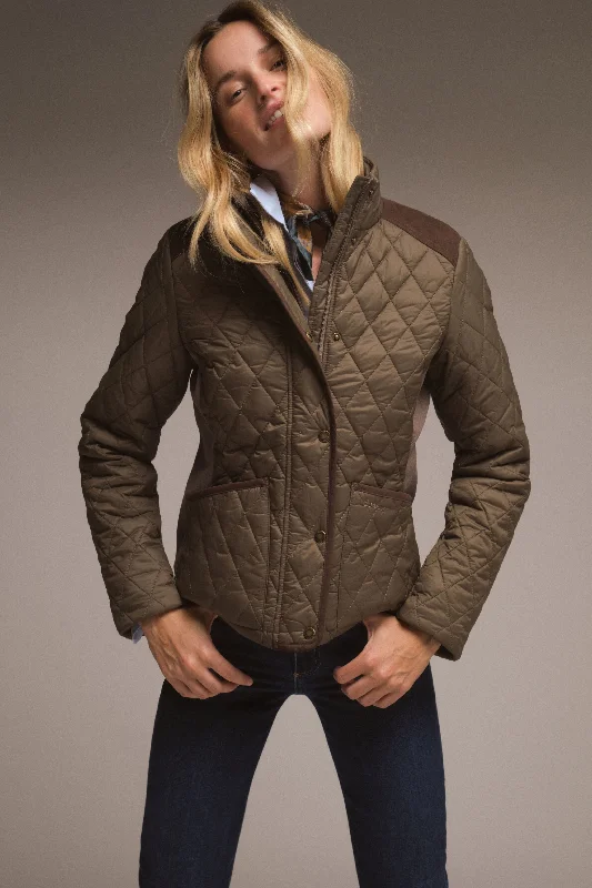Sporty-chic women’s apparel for active lifestyles   Winter Moss Highfield Quilted Jacket