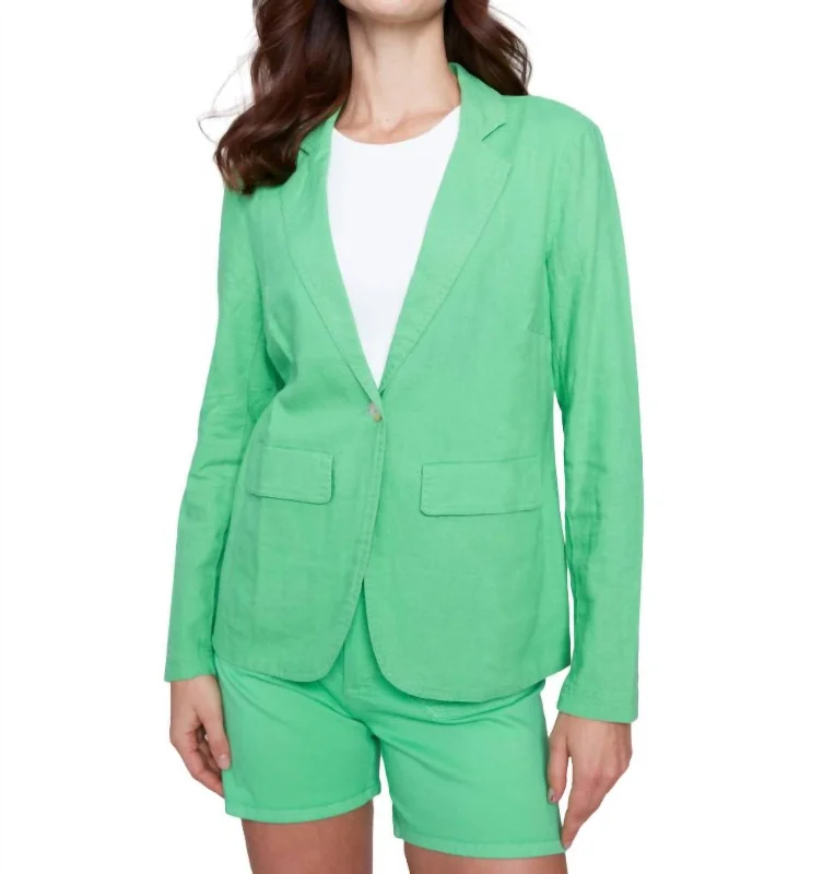 Chic, modern looks for the stylish woman   Light Linen Blend Blazer In Emerald