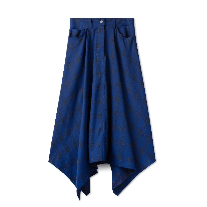 Soft, breathable fabrics for fashionable women   Kercheif Skirt IN: Blue Plaid
