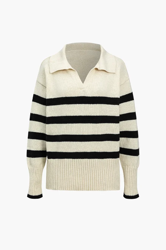 Stripe Sweater Long-Sleeve Top