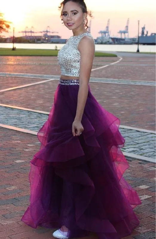 Iconic women’s outfits that never go out of style   Two Pieces Sequined Ball Gown Open Back Evening Prom Dresses Grape Beading Quinceanera Dress Long  cg6328