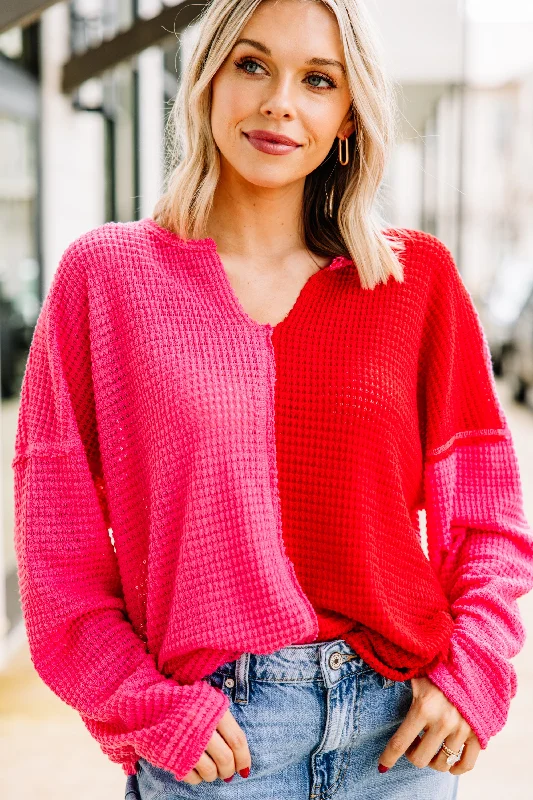 Premium quality women’s clothing at affordable prices   Always A Help Red Colorblock Sweater