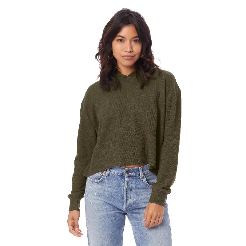 Essential women’s clothing for every season   Thermal Relaxed Cropped Hooded Shirt (Vintage Oregano)